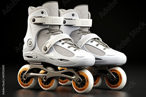 3D render of minimalist roller skates.