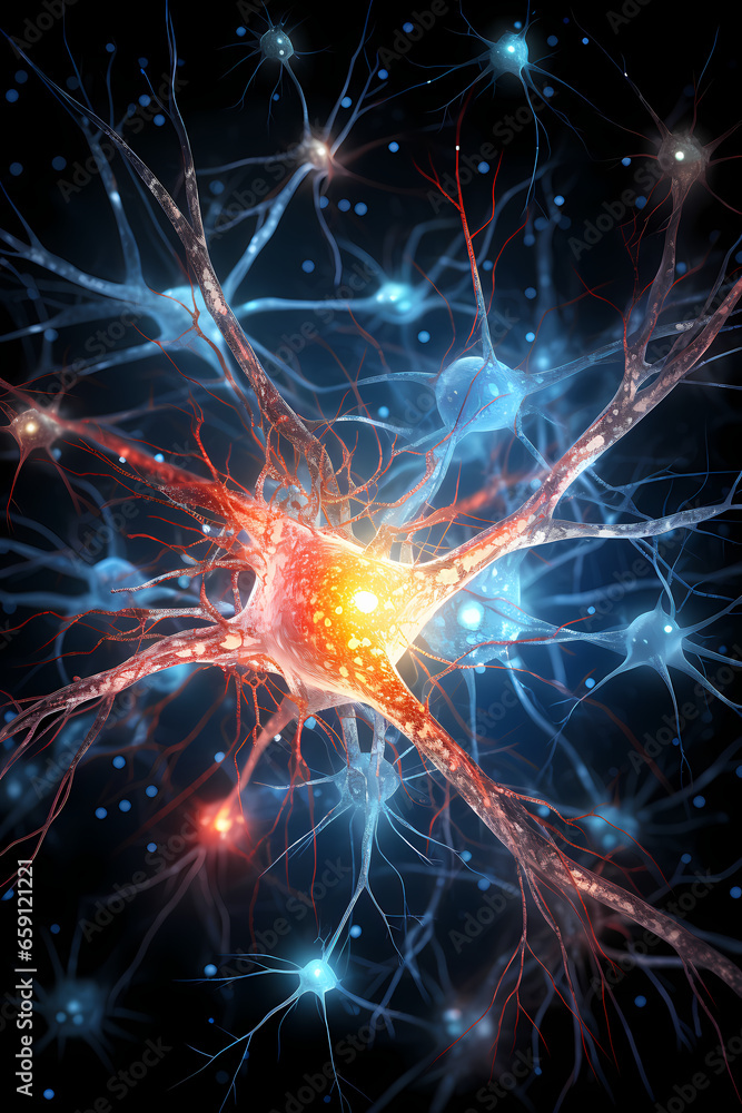 Neural Symphony: Network of Neurons in the Brain Highlighting Neural Connections Neural Symphony: Network of Neurons in the Brain Highlighting Neural Connections