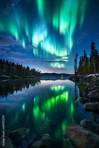 Aurora Nights: Night Sky Illuminated by the Aurora Borealis Northern Lights © Dustin