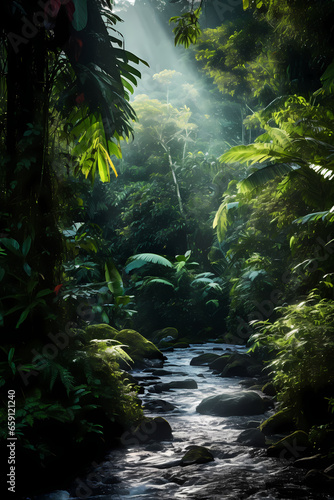 Verdant Paradise: Lush Tropical Rainforest Showcasing the Wonders of Biodiversity © Dustin
