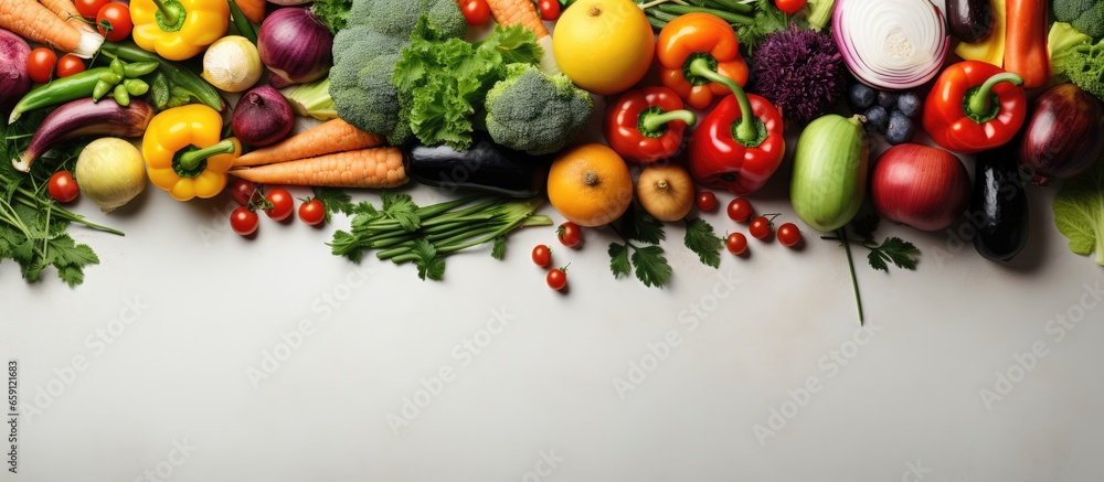Fresh vegetable selection with text box beside it Fresh vegetable selection with text box beside it