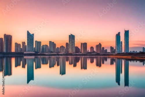 A serene cityscape at dawn or dusk - AI Generative © Being Imaginative