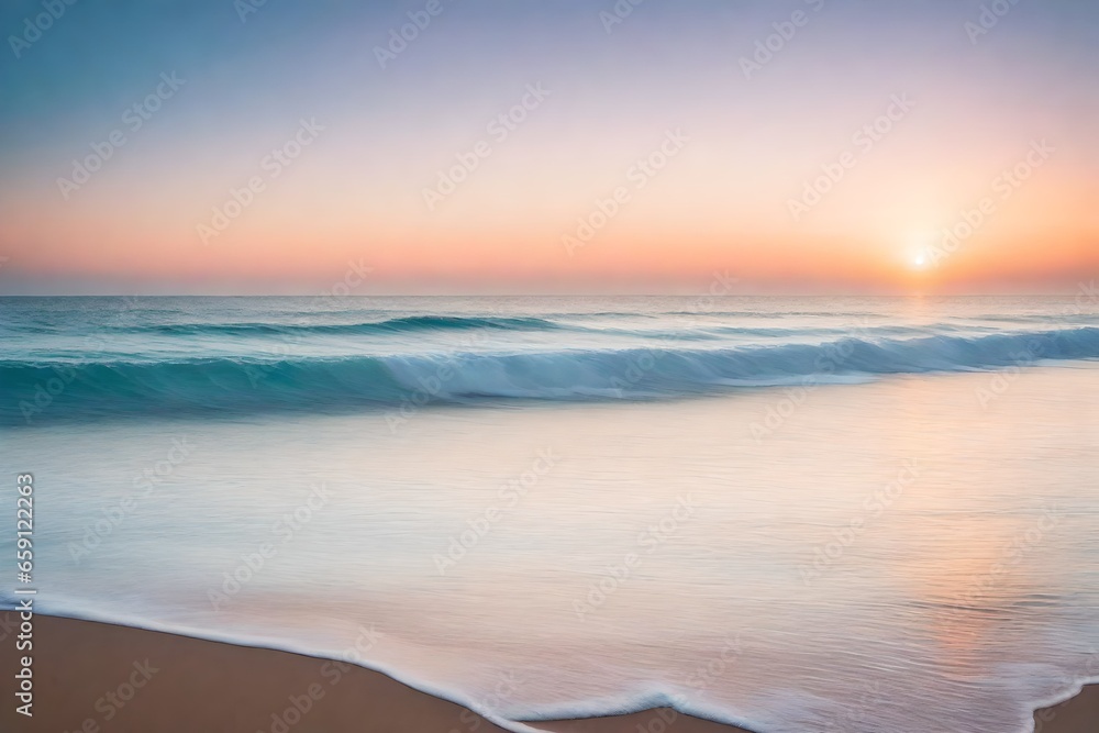 Obraz premium A serene horizon scene at dawn or dusk - AI Generative
