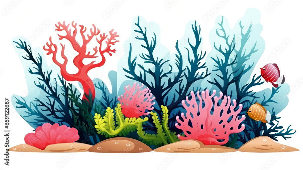 Underwater world at depth coral reefs many different types of fish life under water