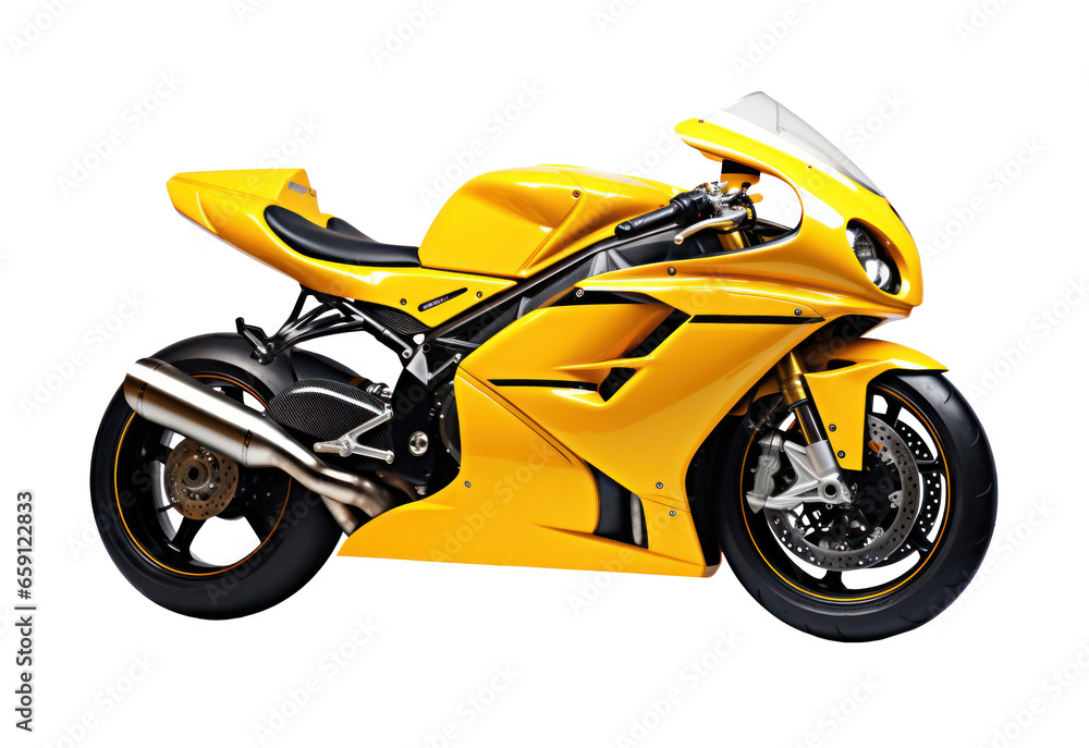 Sports motorcycle fast racing yellow color isolated on white background