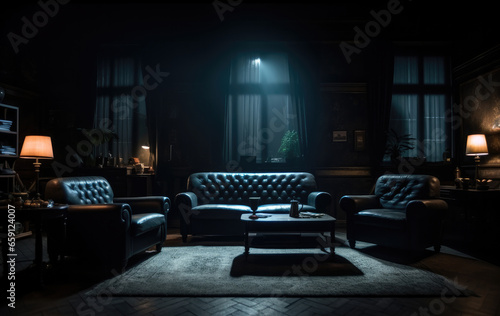 Dark living room.