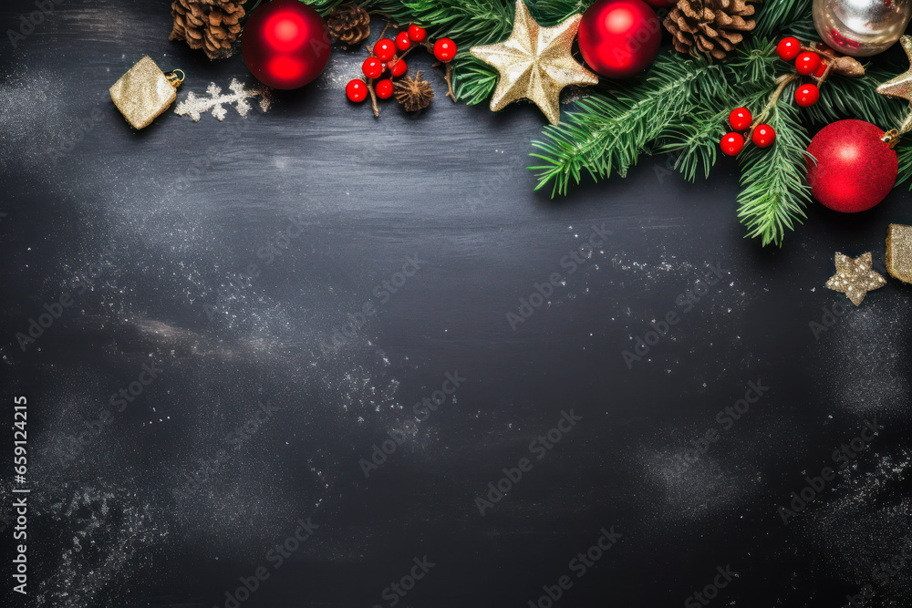Holiday Border Bliss: Christmas Design with Central Area for Custom Text