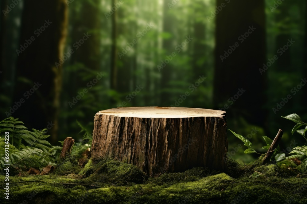Forest tree stump mockup. Plant summer. Generate Ai Forest tree stump mockup. Plant summer. Generate Ai