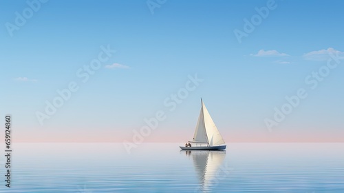  a sailboat floating in the middle of the ocean on a clear day.  generative ai