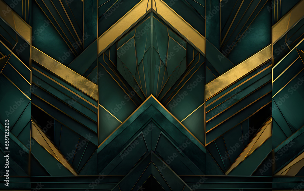 Geometric Arcs and Metallic Accents Background, geometric pattern in a palette of teal and gold, this Art Deco Geometric Arcs and Metallic Accents Background, geometric pattern in a palette of teal and gold, this Art Deco