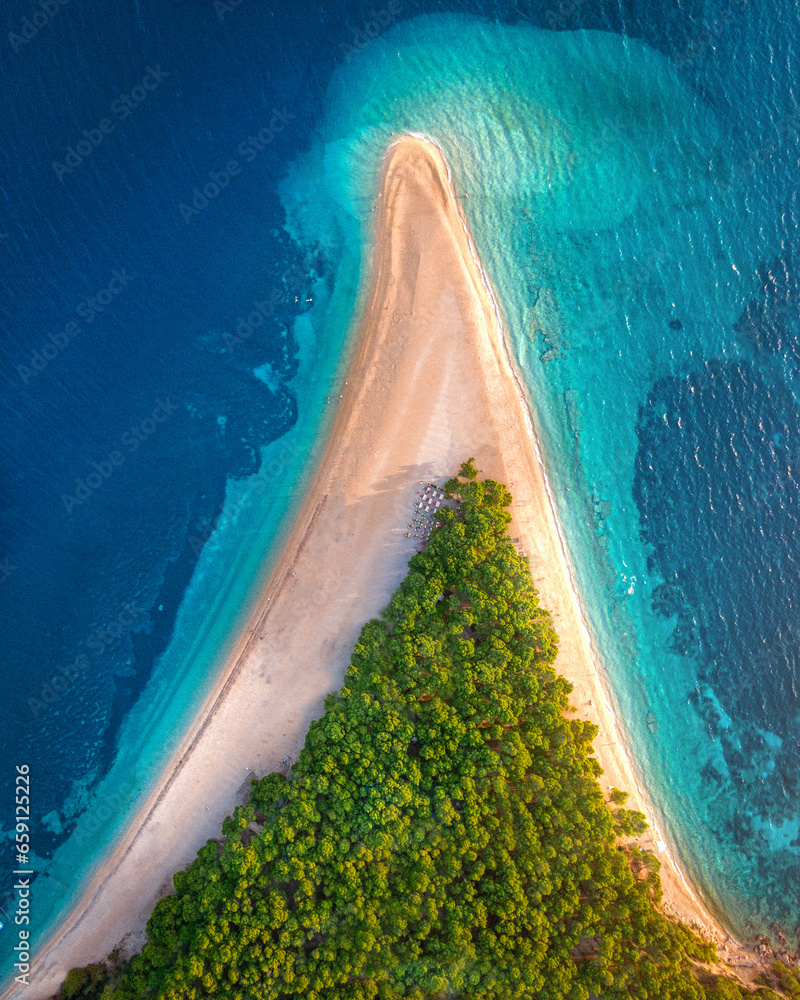 The golden horn beach called Zlatni Rat in Bol, Brac, Croatia