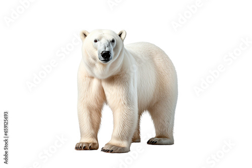 Polar Bear isolated on a transparent background. Animal front view portrait. 
