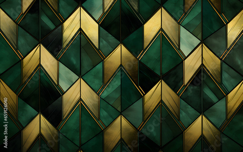 Art Deco-Inspired Teal and Gold Geometric Background