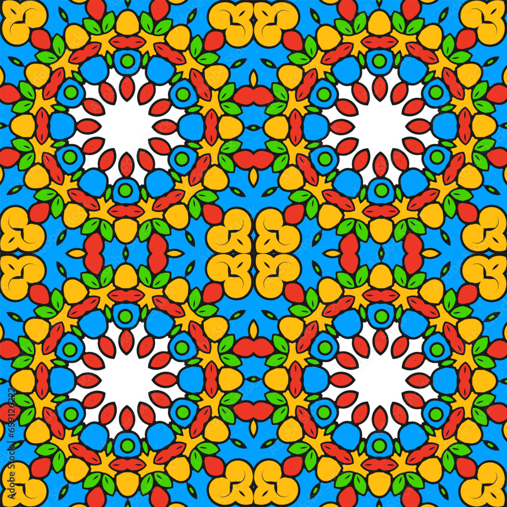 Seamless multi-element pattern with a rich color palette. Vector illustration Seamless multi-element pattern with a rich color palette. Vector illustration