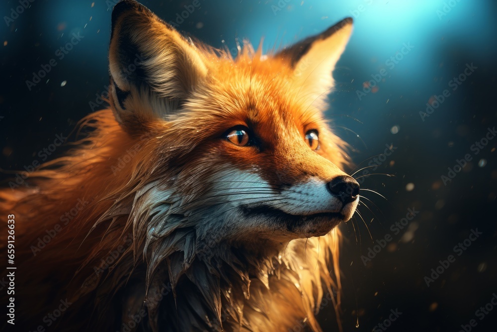 Vivid Fox closeup digital art. Head portrait. Generate Ai Vivid Fox closeup digital art. Head portrait. Generate Ai
