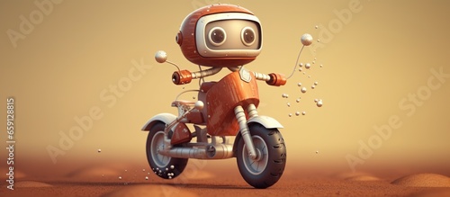 cute cartoon robot cycling © Muhammad