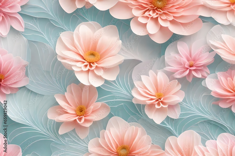 An enchanting wallpaper reminiscent of floating flower blossoms - AI Generative