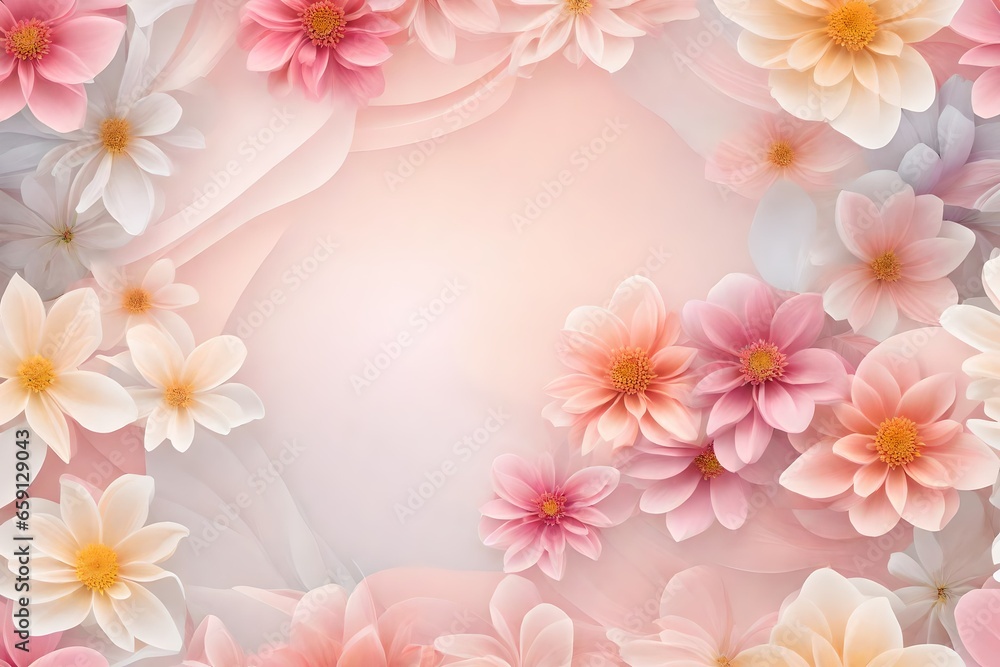 An enchanting wallpaper reminiscent of floating flower blossoms - AI Generative An enchanting wallpaper reminiscent of floating flower blossoms - AI Generative