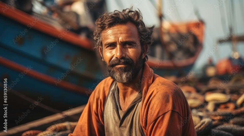 Man working in boat fisher, Seafood industry. Man working in boat fisher, Seafood industry.