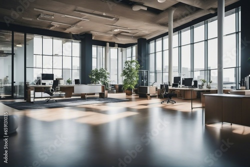 Blurred empty modern office space for presentation background