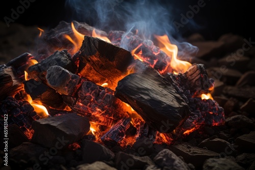 Close-up of burning woodfire in the fireplace