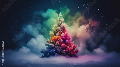 Christmas Tree in rainbow colors. Generated with ai.