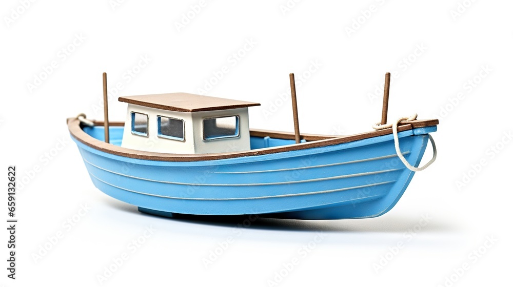  a small blue boat with a small white boat on top of it.  generative ai