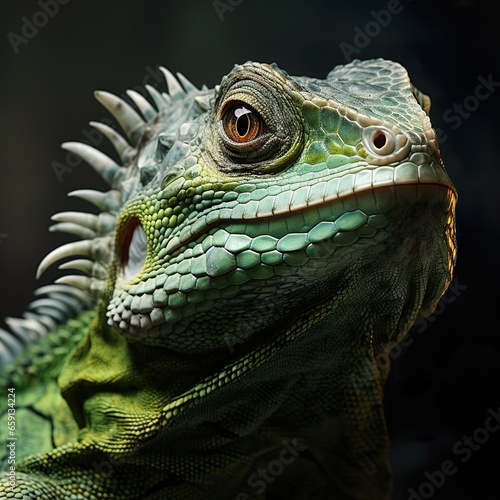 close-up portrait of a green iguana