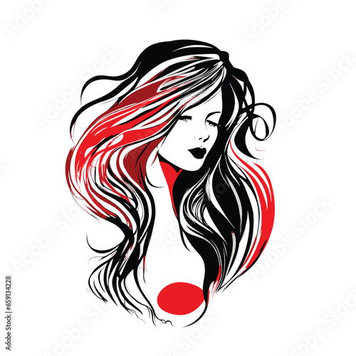 Beautiful young woman face makeup drawing sketch