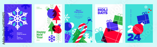 Merry Christmas and Happy New Year 2024 greeting cards. Vector illustration concepts for background, greeting card, party invitation card, website banner, social media banner, marketing material.