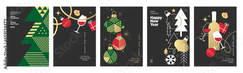 Foto Christmas and New Year 2024 greeting cards set