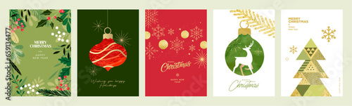 Set of Christmas and New Year 2024 greeting cards. Vector illustration concep...