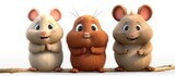 rabbit, beaver, mouse. cute and cute cartoon animals