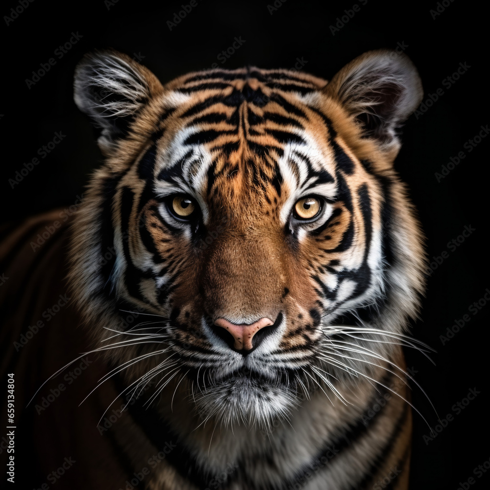 close up detailed portrait of tiger face, generative ai close up detailed portrait of tiger face, generative ai