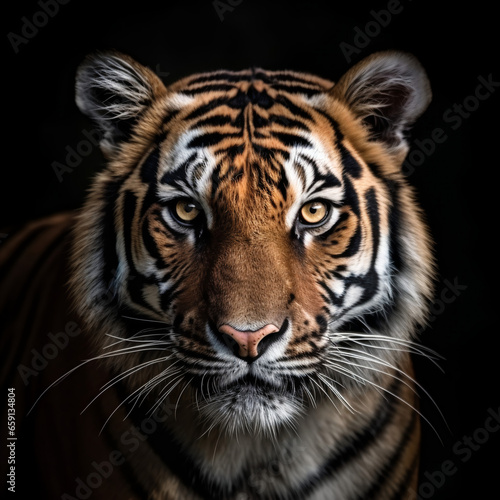 close up detailed portrait of tiger face  generative ai