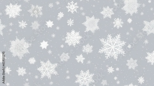  a snowflake pattern on a gray background with white snow flakes. generative ai