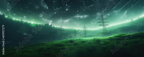 Wallpaper Mural Electricity generated by power plants delivered to customers . generative ai Torontodigital.ca