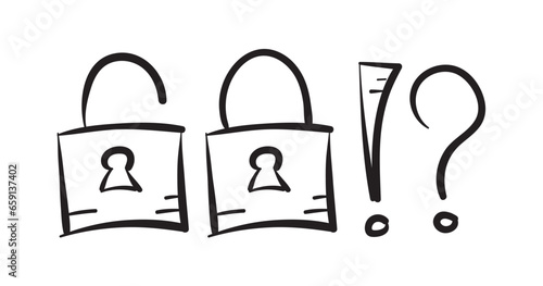 hand drawing padlock vector