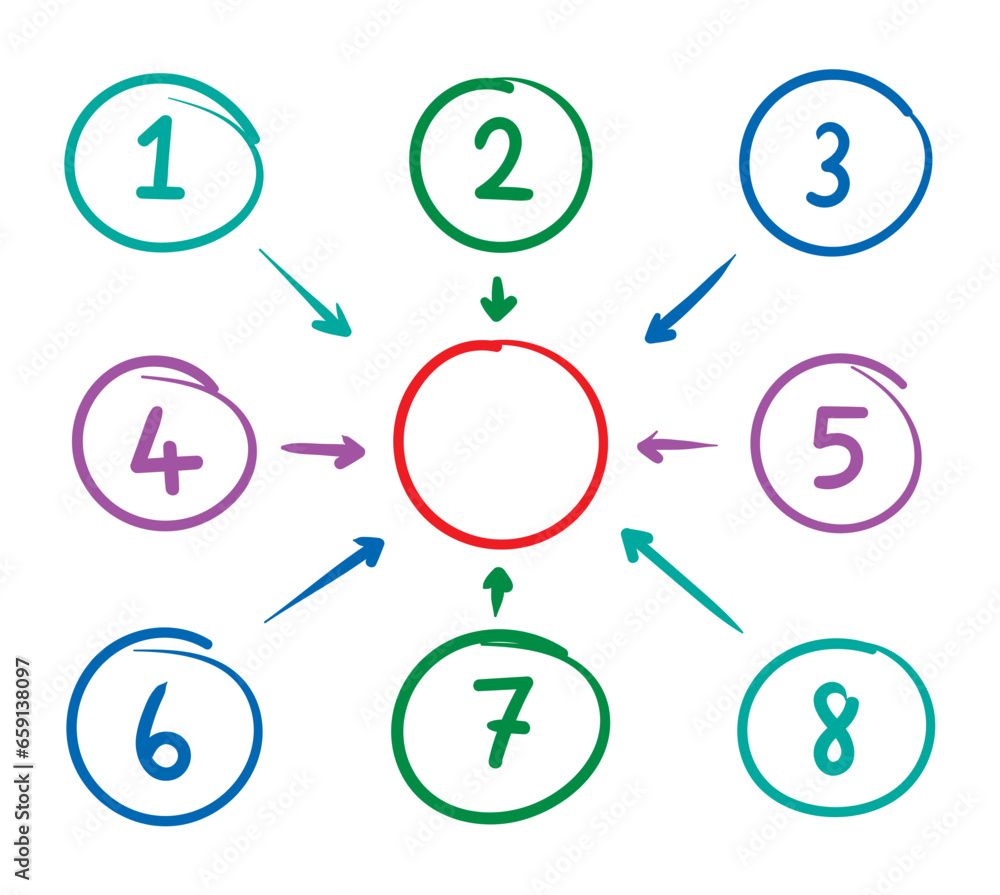 hand drawing six round infographic vector