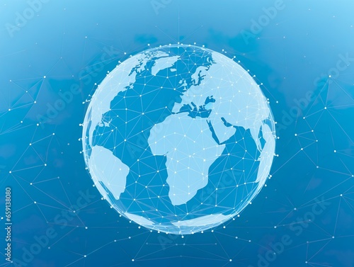 World in Digital Harmony  Internet Concept of Global Business  Globe with Connection Dots