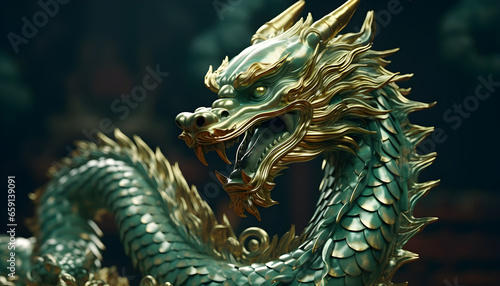 Year of the dragon 2024. Green dragon background  wallpaper. Chinese new year 