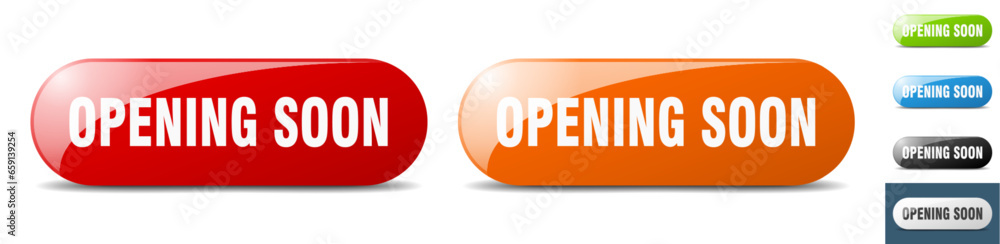 opening soon button. key. sign. push button set opening soon button. key. sign. push button set