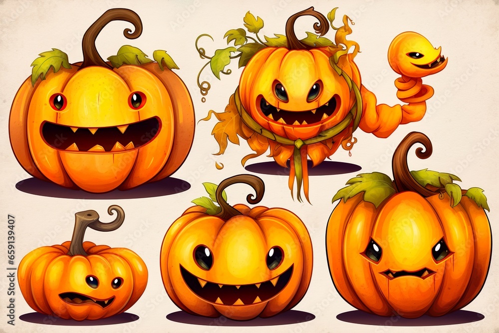 halloween concept background composition with bats, spider web, pumpkins and spiders on black background ai generated halloween concept background composition with bats, spider web, pumpkins and spiders on black background ai generated