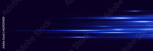 Speed ​​of neon lines. Movement of lines and light on a dark background