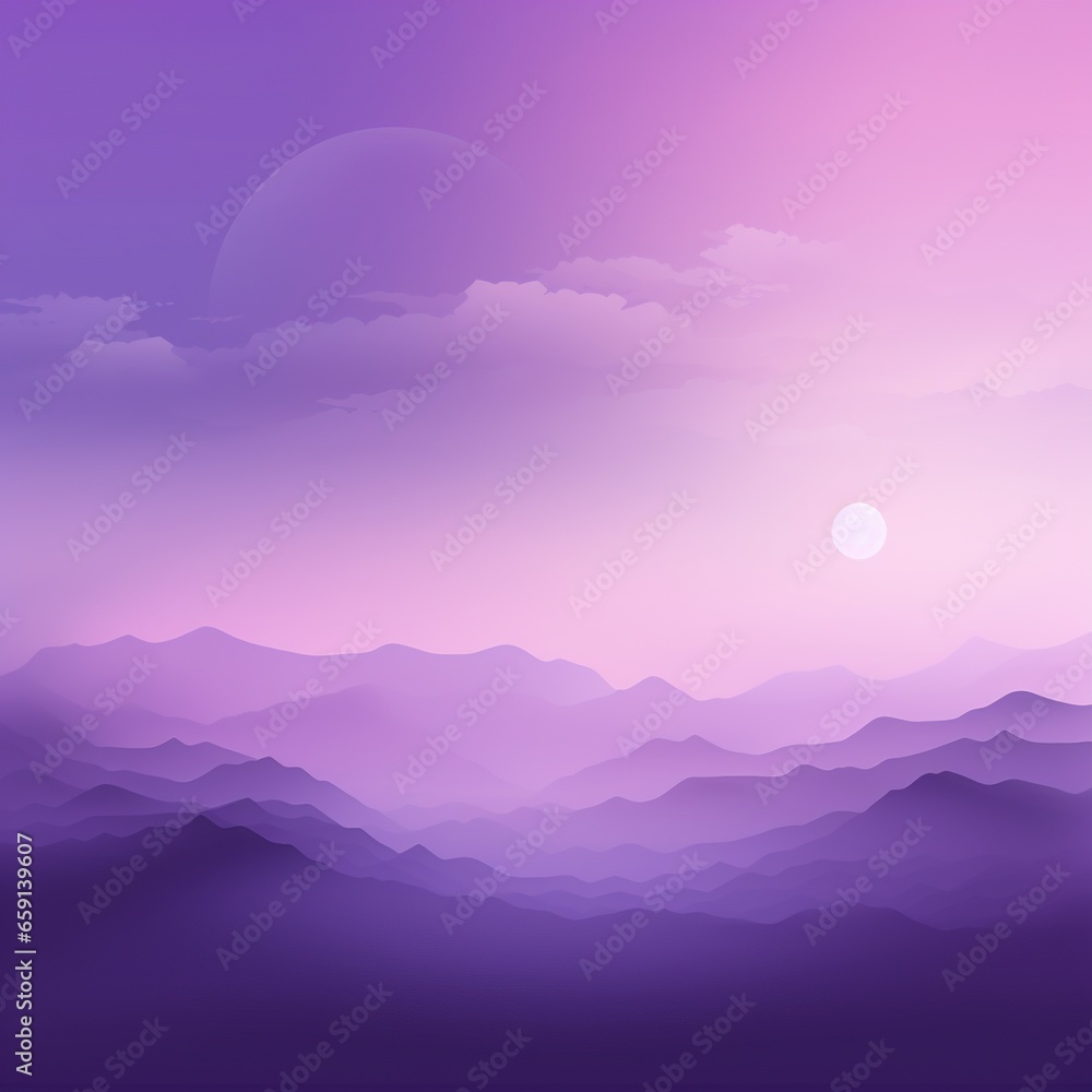 Purple night landscape, image of nature, sky, mountains