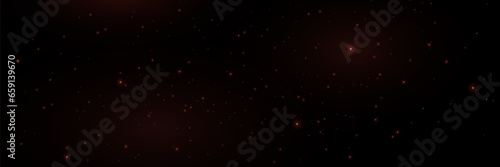 Shining stars glow on a dark sky background. Light glare and particles. Cosmic universe in blue. Vector illustration 