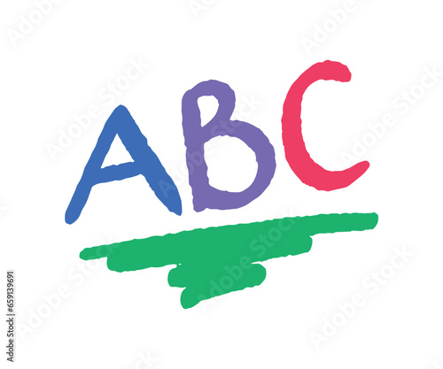 hand drawn ABC letters on white background