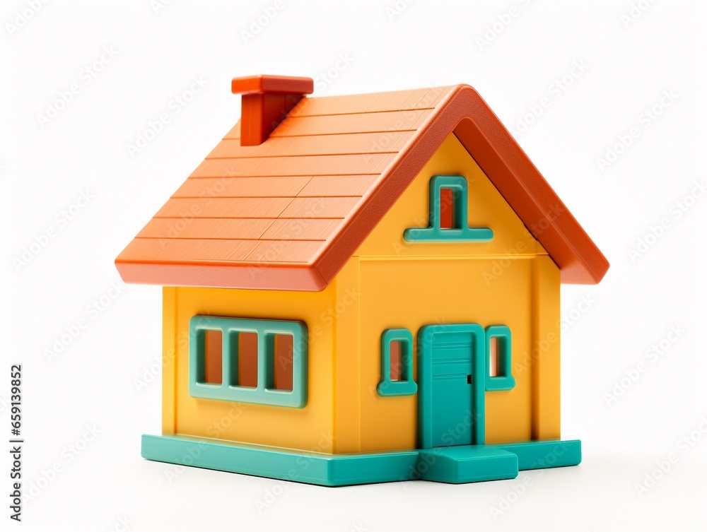 Colorful 3d single family house model toy isolated on white, concept of property sale, real estate and sweet home. Colorful 3d single family house model toy isolated on white, concept of property sale, real estate and sweet home.