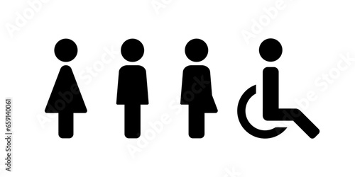 Vector image of toilet icons, toilet icons in vector	 photo