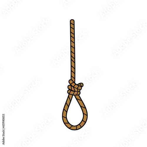 Gallows. Execution and punishment. Set of Old Brown object. Medieval justice. Rope with loop. Symbol of death and suffocation